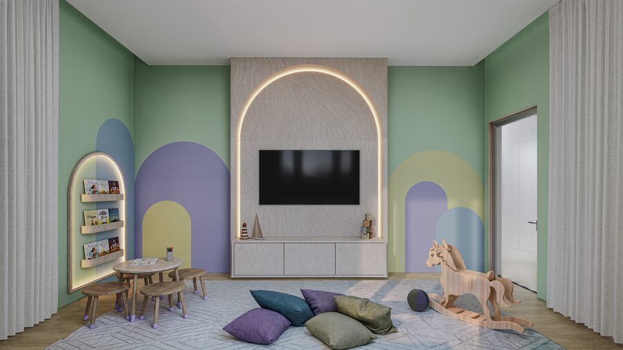 Espaço kids do Olympus Residence, empreendimento da Valore Incorporadora